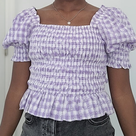 English Factory embroidered smocked top - Picture 2 of 5